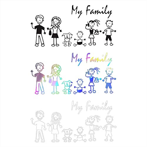 Quzente Adesivi per Decalcomanie per Auto di Famiglia, Adesivi per Decalcomanie per Cani My-Family Mamma papà Bambini, Adesivi per Graffi di Copertura per Finestrini Dell'auto, Tablet