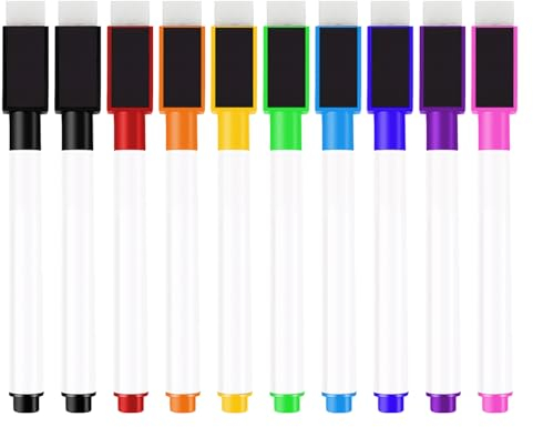 Annvchi Whiteboard Marker,10 Stück Magnetische Whiteboard Stifte,9 Farbe folienstift abwischbar,für Whiteboards, Notiztafeln und mehr