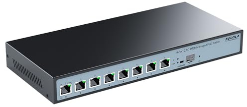8 Port 2.5G Web Managed PoE Switch 120W|1X 10G SFP+&8X 2.5GBase-T PoE Port | Max 90W PoE Output, IEEE802.3af/at/bt, Desktop&Wandmontage 2.5GbE Managed PoE Netzwerk Switch