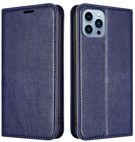 for Apple iPhone 13 Pro Max Case - Leather Wallet Phone Case, Magnetic Book Flip Folio Cover [Card Slots] and [Kickstand] Case Compatible with Apple iPhone 13 Pro Max - Blue