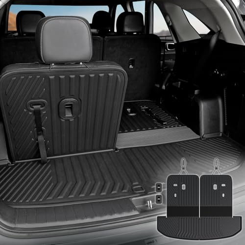 JOULARISE Lastmatta med ryggstödsmattor 2-i-1 för 2021-2024 2025 Kia Sorento 6/7 säten bilmatta tillbehör, TPE interiör bagageutrymme för S LX EX SX(lastmatta med ryggstödsmattor)