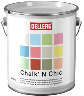 OELLERS Chalk ‘N Chic 2,5L, Aprikose, Kreidefarbe, matt, erstklassige Raumfarbe für wolkig schöne Oberflächen, für nahezu alle Untergründe wie Beton, Raufaser, Gipskarton, Holz uvm.