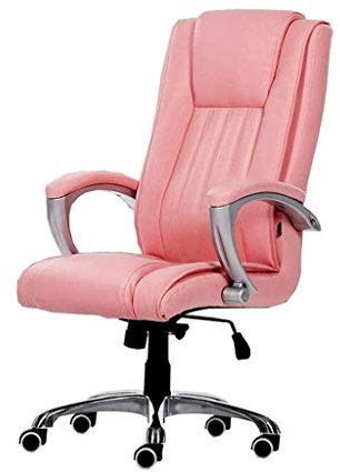 NSTVVEE Office Chair,Executive Swivel Chair, with 76 cm High Back Large Seat Tilt Function Racing Gaming PU Leather Bearing Weight 150kg (Pink)