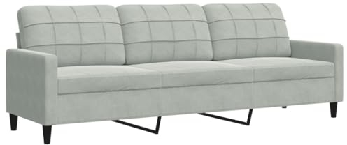 vidaXL Canapé à 3 Places Gris Clair 210 cm Velours, canapé, canapé de Salon, canapé à Trois Places, canapé rembourré, sièges de Salon