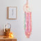 Makramee Wandbehang Mond Traumfänger mit LED Licht Handgefertigt Gewebte Dreamcatcher Boho, Haus Dekoration Chic Home Decor Geschenke Apartment Raumdekoration für Eid Mubarak Ramadan （Rosa）