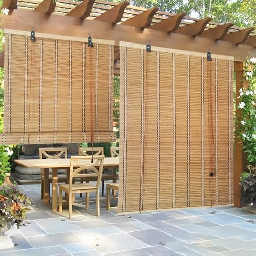 Privée Store Occultant en Bambou, Respirant Stores Enrouleurs en Bambou, Naturel Romain Store à Enrouleur, Imperméable Rétro Rideaux en Bambou avec Levage, Facile à Installer, Personnalisable