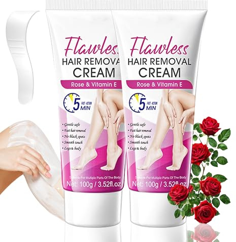 Haarentfernungscreme - 2Pcs Gesichtshaarentfernungs Creme ohne Schmerzen für empfindliche Haut, Sanfte Formel Intim Haarentfernungs Creme für Bikini Schambereich Gesicht und Körper (2x, Rose)