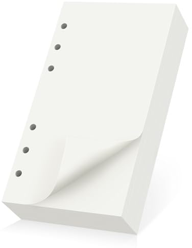 Yarotm Nachfüllpapier A6 Blanko - 6 Loch Refill Paper Leere Seite - 100GSM Nachfüllbare A6 Papier für Ringbuch - 180 Blatt/360 Seiten Loseblatt Papier Skizzen Zeichnung
