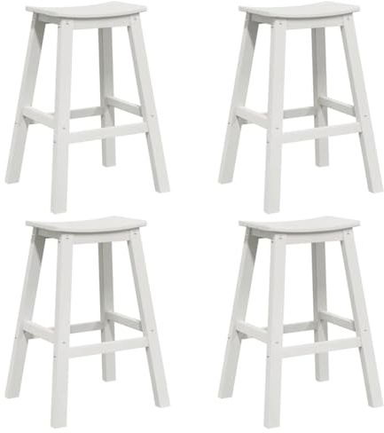vidaXL Garten Bar Set 4 pcs Weiß HDPE, Garten und Terrasse, modernes Lounge-Set, Barmöbel für den Außenbereich, polyethylen Sitzmöbel