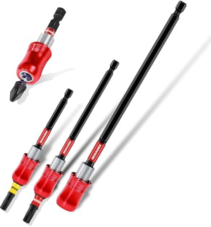 GEINXURN 4 Stücke Bithalter Magnetisch Set 60/100/150/300mm Schnellwechsel Universell Bit Halter Verlängerung Cr-V-Stahl 1/4” sechskantschaft mit 3tlg. 25mm PZ2 T20 T25 Bit