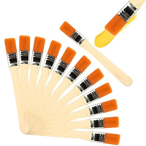 42Pcs Small Paint Brushes Set, Wood Handle Trim Painting Tool 0.5 Width Soft Bristle Brushes for Furniture Painting Walls Ceilings (Wood color)