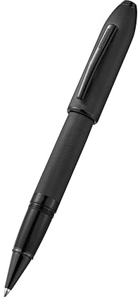 Cross Peerless Rollerball (Schreibfarbe: schwarz, graviertes Diamantmuster) schwarz matt mit Swarovski-Kristall