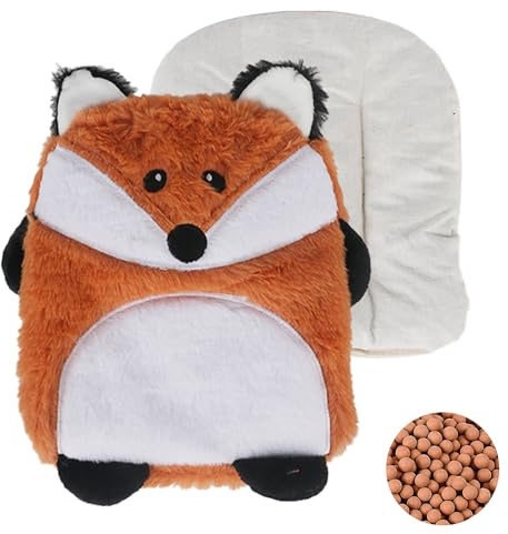 Dhqkqg Coussin Chauffant Micro-Onde, Renard Coussin Chauffant pour Micro-Ondes, Bouillotte Micro-Onde Peluche, Bouillotte Regles Douloureuses, Lavable, pour la Douleur Musculaire, Homme et Femme