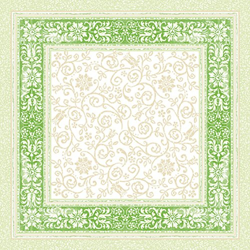 Sovie HORECA Airlaid Tischdecke Lara in GRÜN, 80 x 80 cm, 20 Stück – Einweg Tischdecke mit Blütenornamenten, hochwertige Airlaid Qualität für Gastronomie und Events