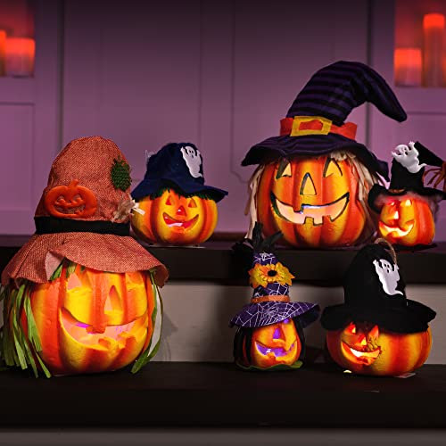 JOYIN 6 Stück leuchtende Halloween Kürbislaterne Deko Kürbis aus Schaumstoff Halloween Dekoration Requisiten
