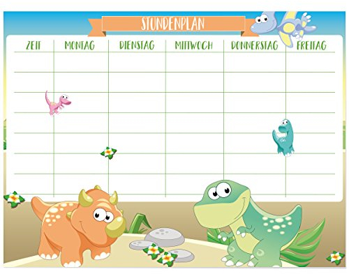 Wandkings Stundenplan Dinos - Whiteboardfolie abwischbar - Wähle eine Größe - 40 x 30 cm