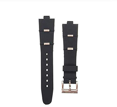 GOZAR Gold und Rose Gold Silical Gel Uhrenarmband Uhrenarmband für Bvlgari Watch - Rose Red-24mm