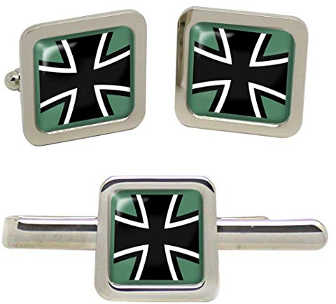 Giftshop UK Eidgenössisches Verteidigung Streitkräfte von Deutschland (Bundeswehr) Quadratische Manschettenknöpfe und Krawatte Clip Set