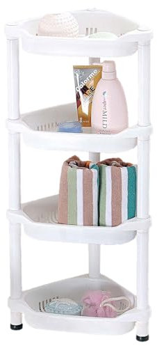 Easylife 4-Tier White Corner Shelves (measures: H77.5 x W36.5 x D25cm) Ideal for Bathroom or Kitchen Use. Lightweight and Waterproof Small Corner Shelf White. Corner Shelf Unit - Fully Guaranteed |