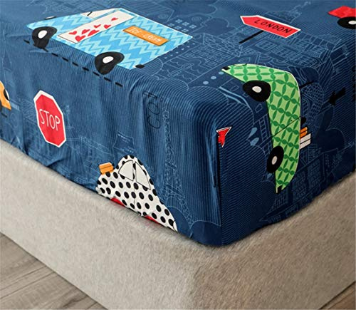 Chickw1 Autodruck Spannbettlaken 180x200cm Matratzenschoner Gedruckt Bettlaken für Boxspringbett Mikrofaser Spannbetttuch bis 25-30 cm Hohe