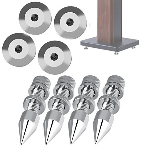 Spike de haut-parleur, 4Pcs Spike de haut-parleur Audio 11 * 60 mm Pointes d'isolation avec 4Pcs Cône de base antichoc pour haut-parleur HiFi ou cadre de haut-parleur
