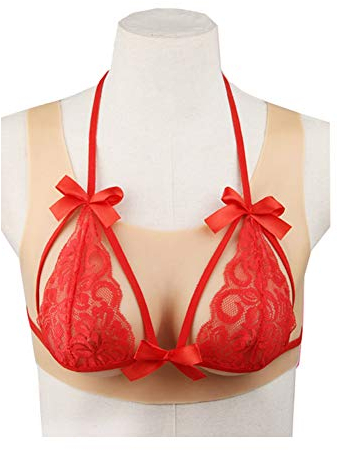 XSWL Silikonbrust bildet einen runden Kragen B-G Cup Realistische gefälschte Brust für Crossdresser Transgender Drag Queen Brustpanzer,Silicone Gel Ivory,G Cup