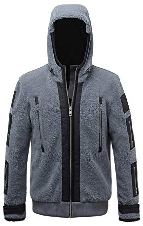 jiazery QZ Men's Cosplay Jacket, Ghost Battle Suit Warm Fleece Coat TF 141 Team Uniform with 2 Armbands and 1 Face Scarf (M)