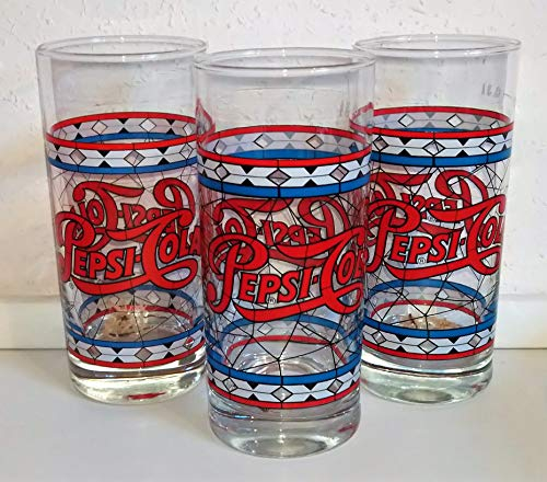 / Glas/Gläser/Pepsi - Cola/Retro- Gläser/Tiffany / 3 X 0,3 Liter/Original/Vintage/Sammelgläser