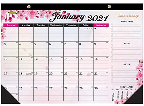 Kalender 2021, 12-Monats-Wandkalender mit dickem Papier, Dezember 2021, mit Eckenschutz, bunter Kalender, perfekt für die Schule 2021, mit Eckenschutz, große Blöcke, perfekt für einfache Planung
