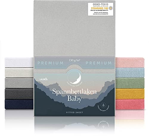 Laleni Premium Spannbettlaken 40x90 cm Babybett 2er Set | Oeko-TEX zertifiziertes Kinderwagen Spannbettlaken | Stubenwagen Bezug 100% Baumwolle | Spannbettlaken Kinderwagen | Baby Bettwäsche in Grau