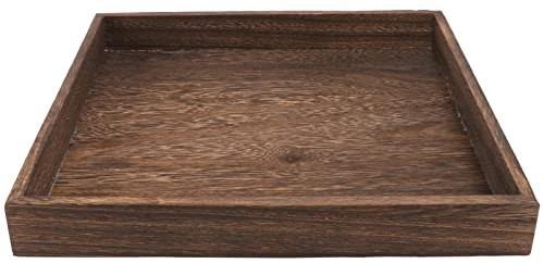 Cabilock Wooden Jewelry & Serving Tray - Dark Brown Rustic Vintage Decorative Ottoman Coffee Table Tray for Drinks, Food, Vanity, Jewelry & Perfume