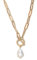 Chunky Gold Chain T-Bar Necklace with Pearldrop Pendant/Toggle Necklace (16 inch)