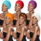 SATINIOR 6 Stück afrikanische Turban-Kappen für Damen, gedrehte Zöpfe, Perlen, Kopfwickel, Motorhaube, Beanie, Kopftuch, einfarbig, elastisch, Wickelkappe für Damen (Mehrfarbig)