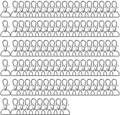 Melofo 100 Pcs Swivel Clasp Keyrings, Lobster Clasp Keyring Silver Key Chain Clip Hook Lobster Claw Clasp Swivel Snap Hooks with D for Crafts, DIY, Jewelry Making (3/4 inch Inside Width)