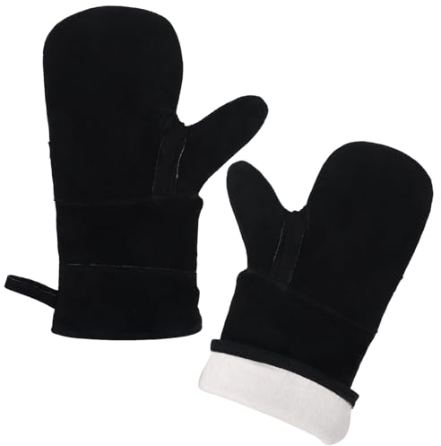 YARNOW 1 paire de gants en cuir résistants à la chaleur/au feu pour soudure, poêle, four et grill