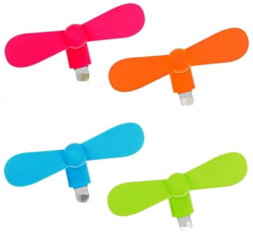 TRIIFON Personal Mini USB Fan for Cellphones - 4 Pack Portable Cell Phone Fan for iPhone, Small Pocket Fan Travel Fans Plug in Mobile Phones Fast Cooling for Summer Outdoor (Colorful)