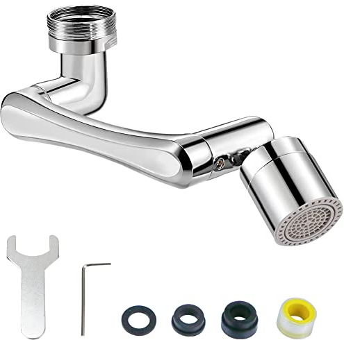 1440 Grad Drehbarer Wasserhahn Aufsatz Verlängerung, Multifunktionaler Luftsprudler Wasserhahn Wasserhanhnaufsatz mit 2 Sprühfunktion für Küche Bad, FM22/FM20/M24 Gewinde