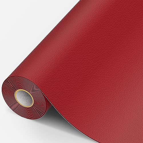 MICTER Leder Patch Selbstklebend, 40 x 300cm Kunstleder, Reparatur Kit für Möbel, Sofa, Autositze, Taschen, Renovierung (Rot)