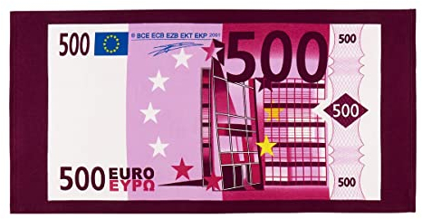 Viva domo Badetuch 500 Euro-Design, Euro-Motiv, Handtuch, Badehandtuch, Duschtuch, 70x150 cm