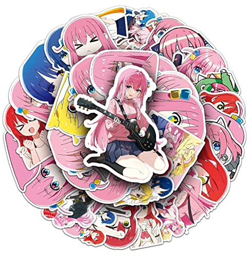 BOCCHI The Rock! Aufkleber für Laptop (50 PCS),Geschenk für Kinder Jugendliche Erwachsene Jungen,Anime Stickers Wasserdicht Vinyl Aufkleber für Scrapbook,Skateboard,Auto,Gepäck