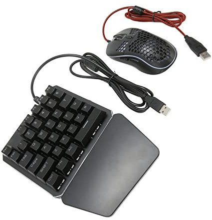 Einhändige Gaming-Tastatur und Maus-Kombination, 35 Tasten, USB-kabelgebundene Mechanische Tastatur mit Handgelenkauflage, Kabelgebundener Gaming-Maus-Konverter für Android