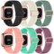 Zspoly 6 Pack Nylon Armband kompatibel mit Fitbit Versa 2/Versa/Versa Lite/Versa SE Band,weich dehnbar verstellbar und stilvoll Ersatz Armbandr Geeignet für Männer und Frauen.
