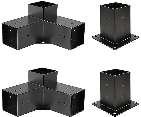 Lune Pergola Kit, Pergola Brackets 3-Way Right Angle Corner Bracket Woodworks DIY Post Base Kit, Elevated Wood Stand kit for Gazebos, Patio Pergolas, Outdoor Pergola Hardware