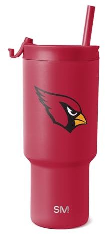Simple Modern Offiziell lizenzierter NFL Arizona Cardinals Becher mit Klappdeckel und Strohhalmen, isolierter Becher aus Edelstahl, Geschenke für Männer und Frauen, Trek Collection, Arizona Cardinals
