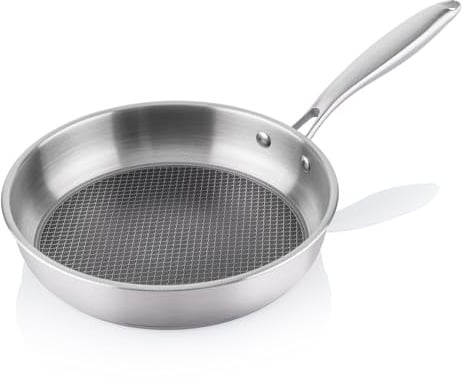 ETA Edelstahl-Induktionspfanne I Honeycomb I Pfanne 28 cm I Induktiongeignet I Edelstahl 18/10 I antihaftbeschichtet I spülmaschinenfest
