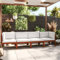 Homgoday Gartenmöbel Set 4-Sitzer-Gartensofa Lounge Sofa Ecksofa Garten Sitzgruppe Sitzgarnitur Gartenmöbel Terassenmoebel Gartenlounge Set mit Kissen Cremeweiß Massivholz Akazie