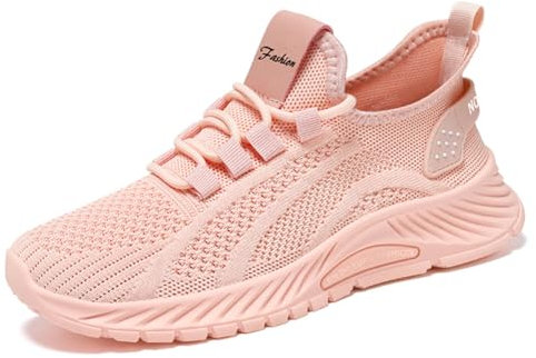 WDRHC Femme Chaussures de Running pour Course Sports Fitness Respirant Mesh Gym Outdoor Trail Jogging Walking Tennis Baskets athlétique Sneakers Rose