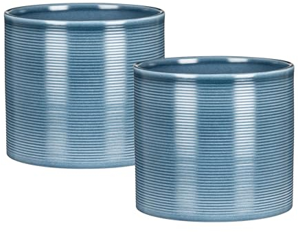 Scheurich Blumentopf 2er Set aus Keramik, Farbe: Blue Jeans, 16 cm Durchmesser, 15 cm hoch, 2,6 l Vol.