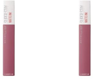 Maybelline New York, SuperStay Matte Ink, Pintalabios Mate de Larga Duración, Tono 15 - Lover, Malva (Paquete de 2)