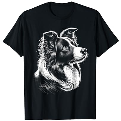 Süßer Border Collie Kopf als schickes Porträt von der Seite T-Shirt